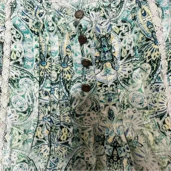 Sonoma Goods For Life Sleeveless Blouse Green Yellow / White Size Small - Picture 3 of 15